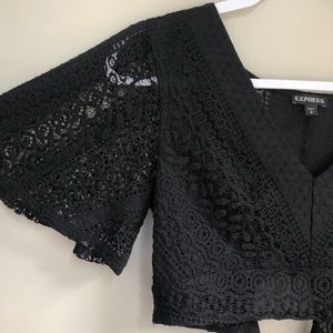 Express Black Flare Sleeve Lace Top